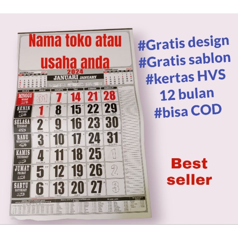 

Kalender 2025 gratis nama toko&usaha anda