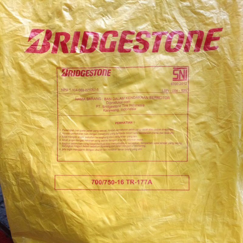 Ban Dalam Mobil Truk 700/750-16 merek Bridgestone