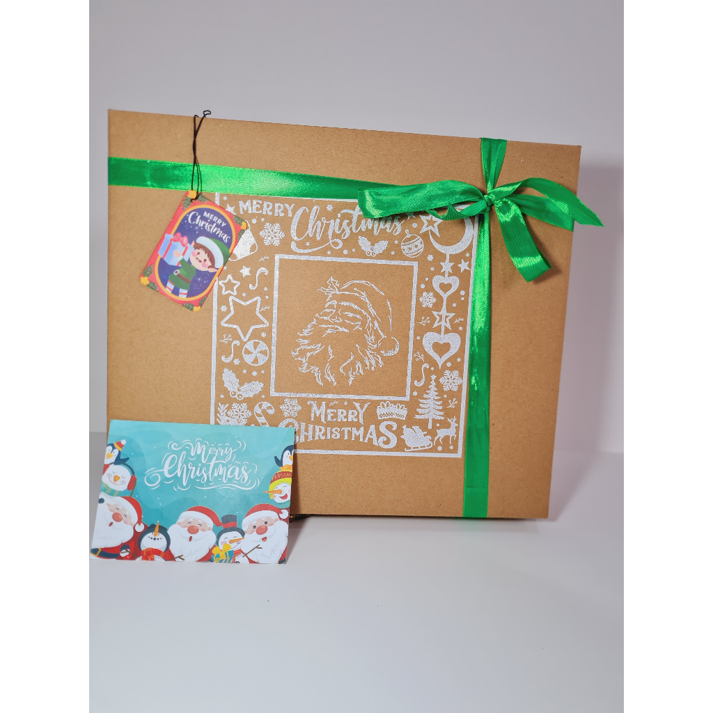 

Kotak kado natal / Christmas untuk box packaging hampers bahan ecofriendly + Kartu + Hangtag
