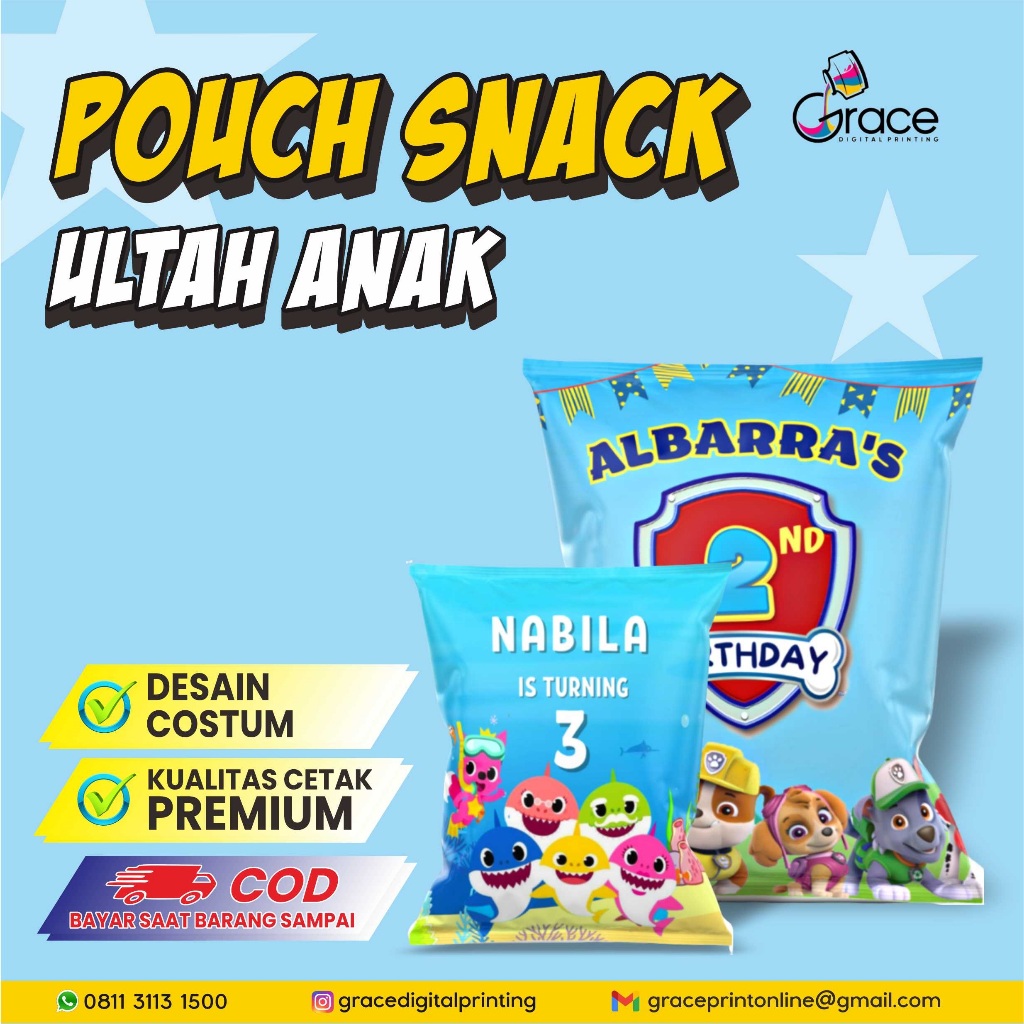 

BIRTHDAY SNACK BAG POUCH (HANYA KEMASAN) / GOODIE BAG ULANGTAHUN ANAK ANAK