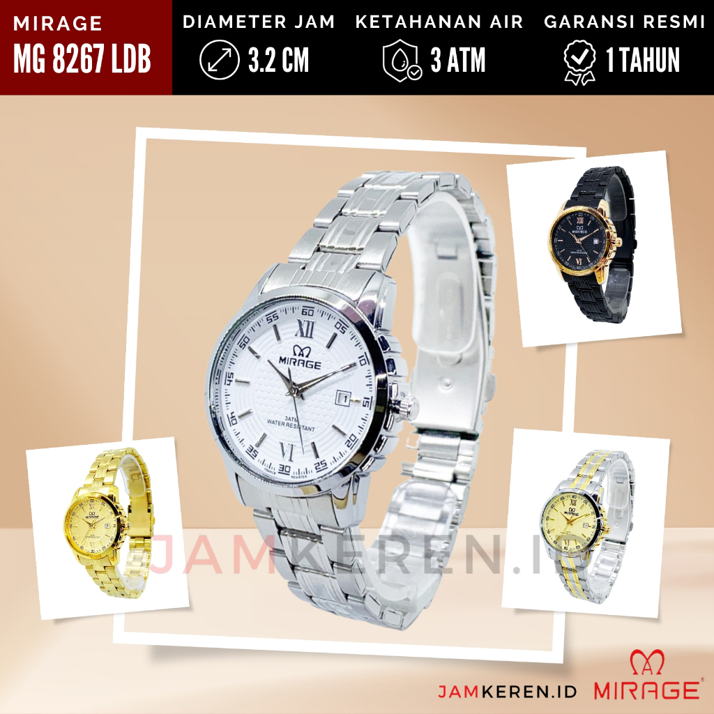 Mirage - Jam Wanita Elegan Mewah - Jam Tangan Mirage Wanita - 8267 LD Original 100% Garansi Resmi