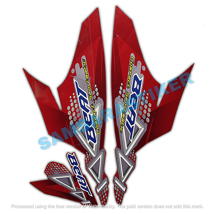 STIKER STRIPING LIS LES BODY MOTOR HONDA BEAT KARBU 2011 MERAH FULL SET