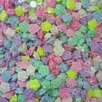 mote mawar pastel glossy kecil 12mm, mote pastel,  mote susu glossy, mote dof kilap