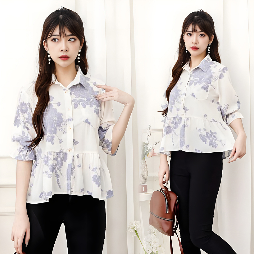 Baju Atasan Wanita Model Kekinian Motif Bunga