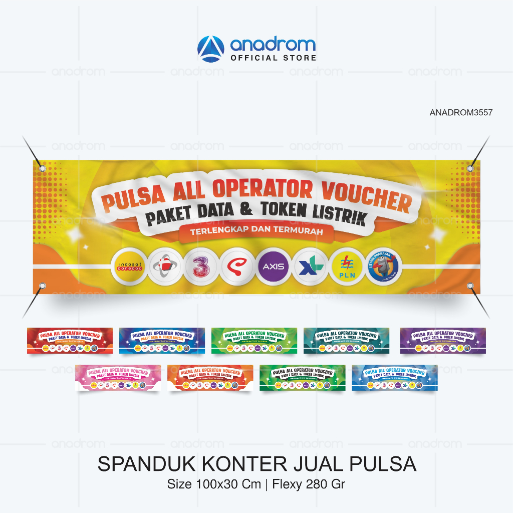 Spanduk Konter Jual Pulsa & Paket Data Panjang | Banner Konter Jual Pulsa, Paket Data & token Listri