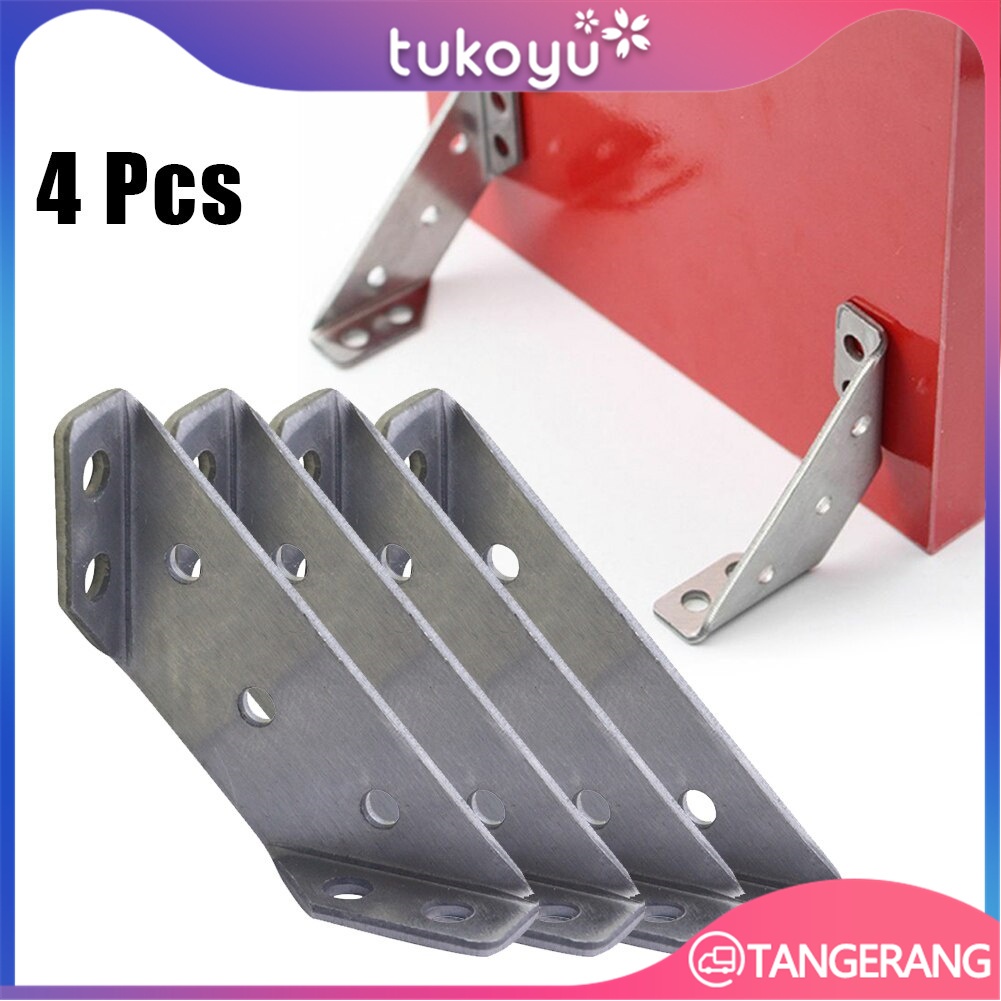 Bracket Konektor Sudut 4pcs/Bracket Siku Segitiga/Sudut Ujung Ambalan Lemari Join