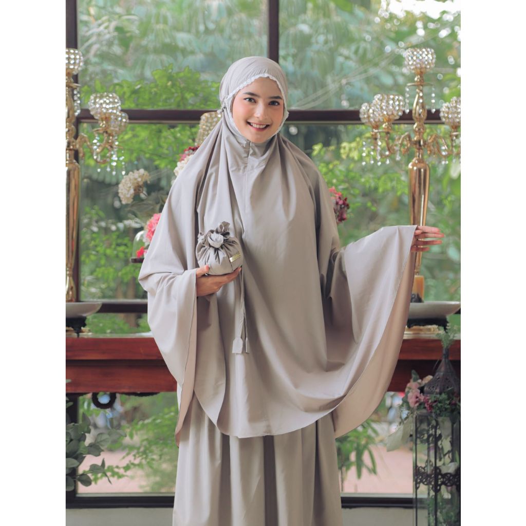 MUKENA TRAVELING KECIL - MUKENA KHADIJAH SERIES - MUKENA PARASUT KOREA - PISTACHIO