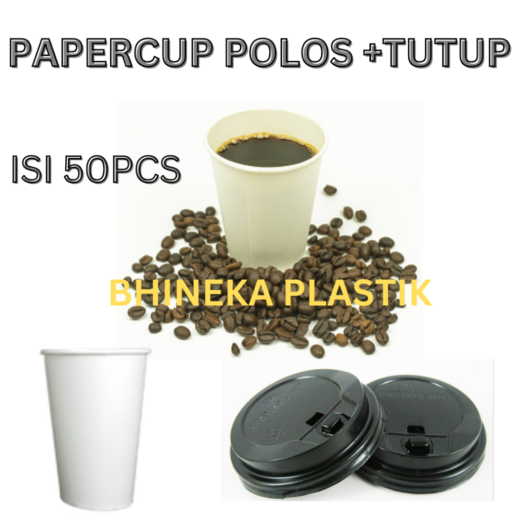 Papercup polos+Tutup Paper cup Polos 9oz, Gelas kertas, Gelas Kopi, Cup Kertas