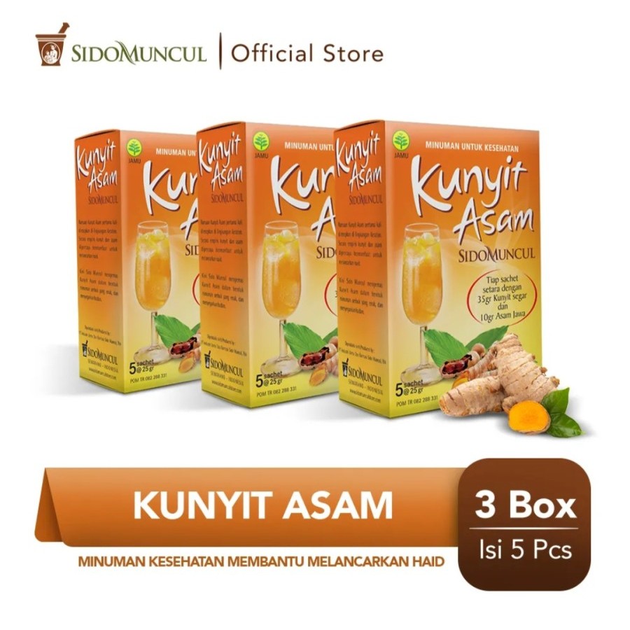 

Paket 3 box Sido Muncul Minuman Kunyit Asam 3x5's