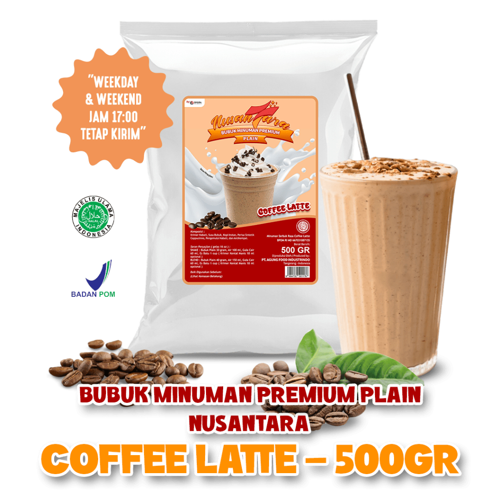 

Bubuk Minuman Premium Rasa Coffe Latte 500Gr / Coffee Latte TANPA GULA - NUSANTARA POWDER - NUSANTARA