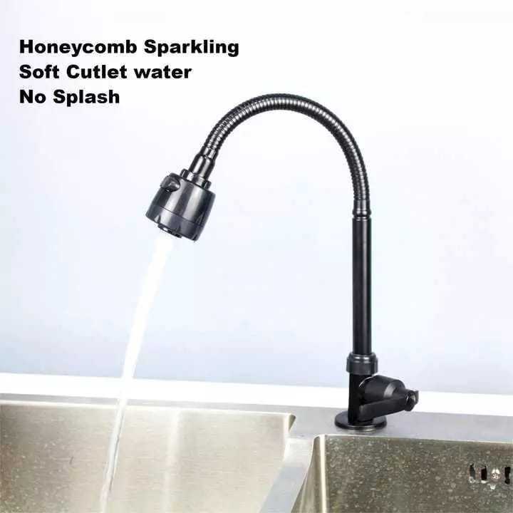 Kran Air Sink Washtafel Tanam Fleksibel Stainless Hitam - Kran Air Dapur Fleksibel Meja