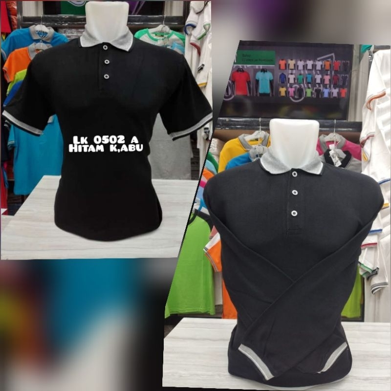 kaos kerah polo premium hitam k.abu merk 607 pratama