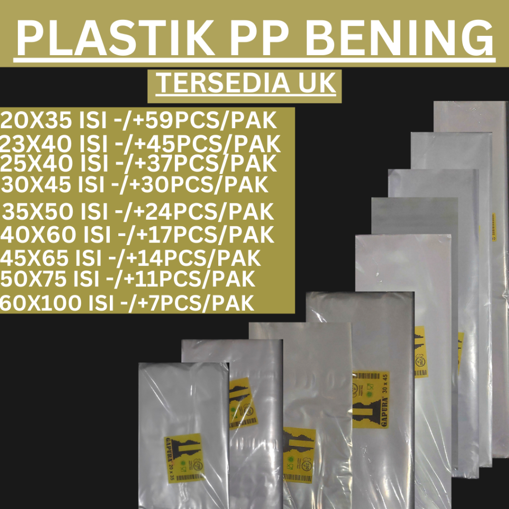Plastik Pp Bening (4Bks), Plastik Landry / Loundry, Plastik Baju Bening