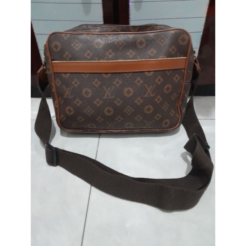 slingbag ala LV kulit tebal lentur doble ziper monza bag preloved