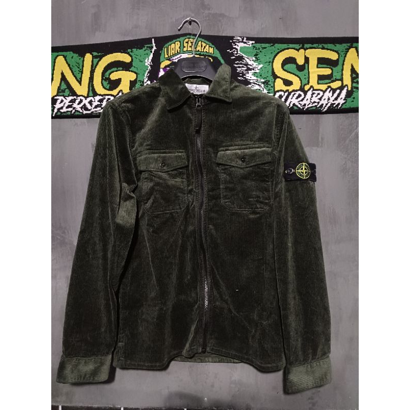 Stone Island Junior Overshirt Corduroy Green Olive