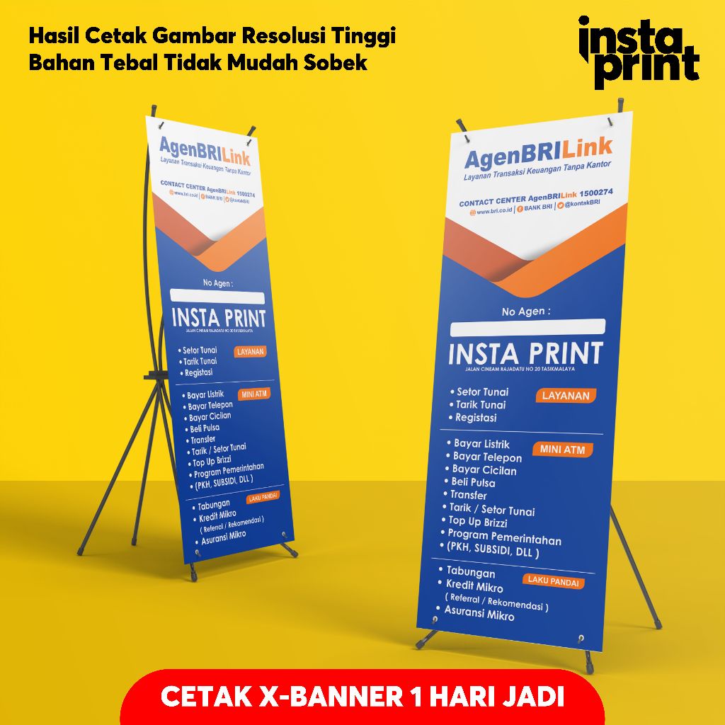 BANNER BERDIRI SPANDUK XBANNER BRILINK MURAH GRATIS DESAIN SEHARI JADI