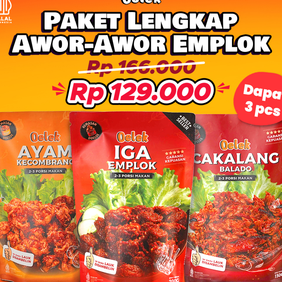 

Seller Paket Awor-Awor Emplok / Iga Mercon / Iga Sambal / Oseng Iga / Cakalang Balado / Ayam Kecombrang