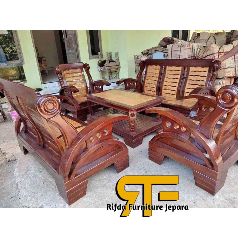 Kursi tamu jati ukir kawung gajah / kursi tamu minimalis jati gajah 3211