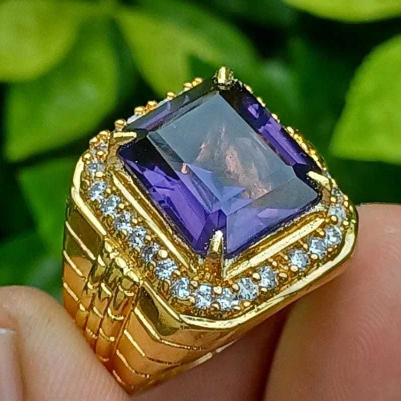 CINCIN PRIA AKIK PERMATA TERMURAH BATU KECUBUNG AMETHYST ASLI NATURAL RING PERAK BANGKOK 926 SIAP PA
