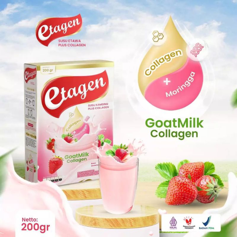 

SUSU ETAGEN SUSU COLLAGEN kolagen milk merawat kulit & wajah RASA STROBERI HALAL BPOM RI 200GR