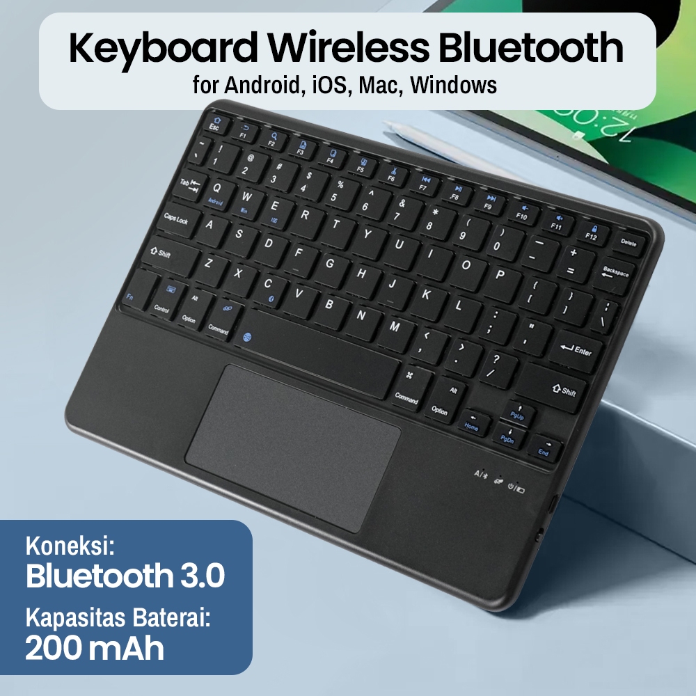 Keyboard Bluetooth Touchpad Mini Slim Wireless Keyboard Trackpad Tab Tablet Ipad Iphone Handphone An