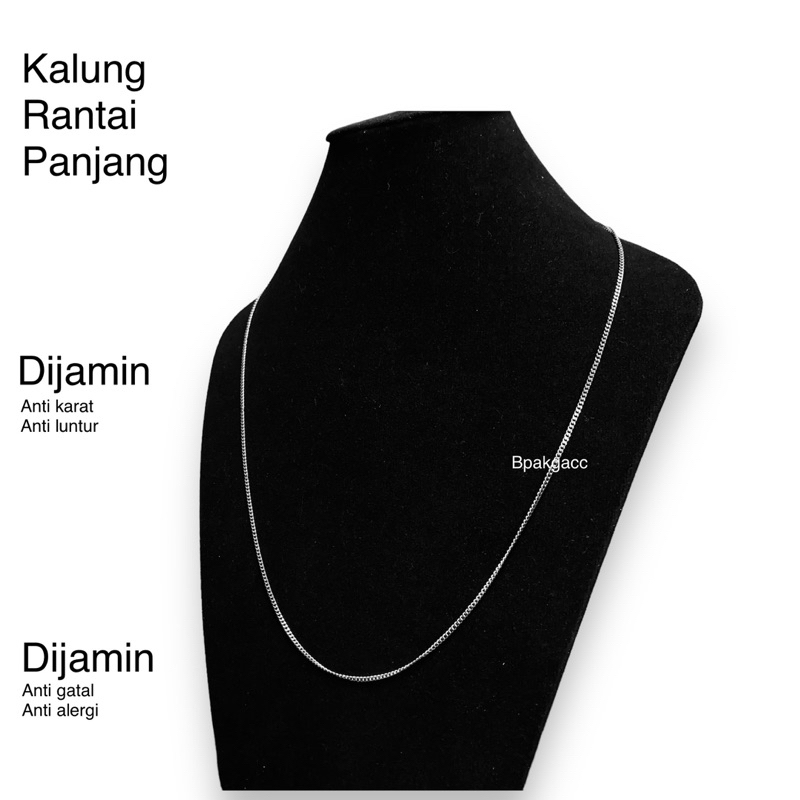 Kalung Pria Anti Karat / Kalung Rantai Panjang Monel Besi Putih Asli Titanium Silver / Kalung Kecil 