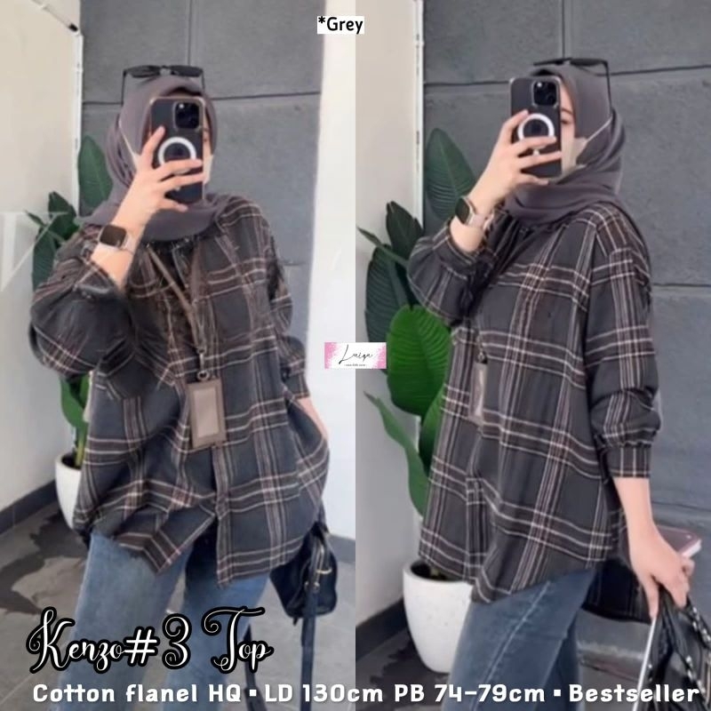 Kenzo #3 Top By Laiqa || Kemeja Flanel