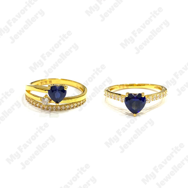 Cincin Love AD Biru Uk12.5 dan Uk14.5 Emas Asli Kadar 700