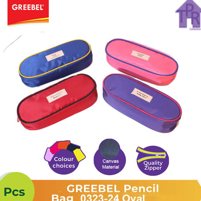 

✾SUPER DISKON♥ Tempat Pensil Greebel 0323-24 Pencil Bag Bahan Canvas PVS Model Oval
