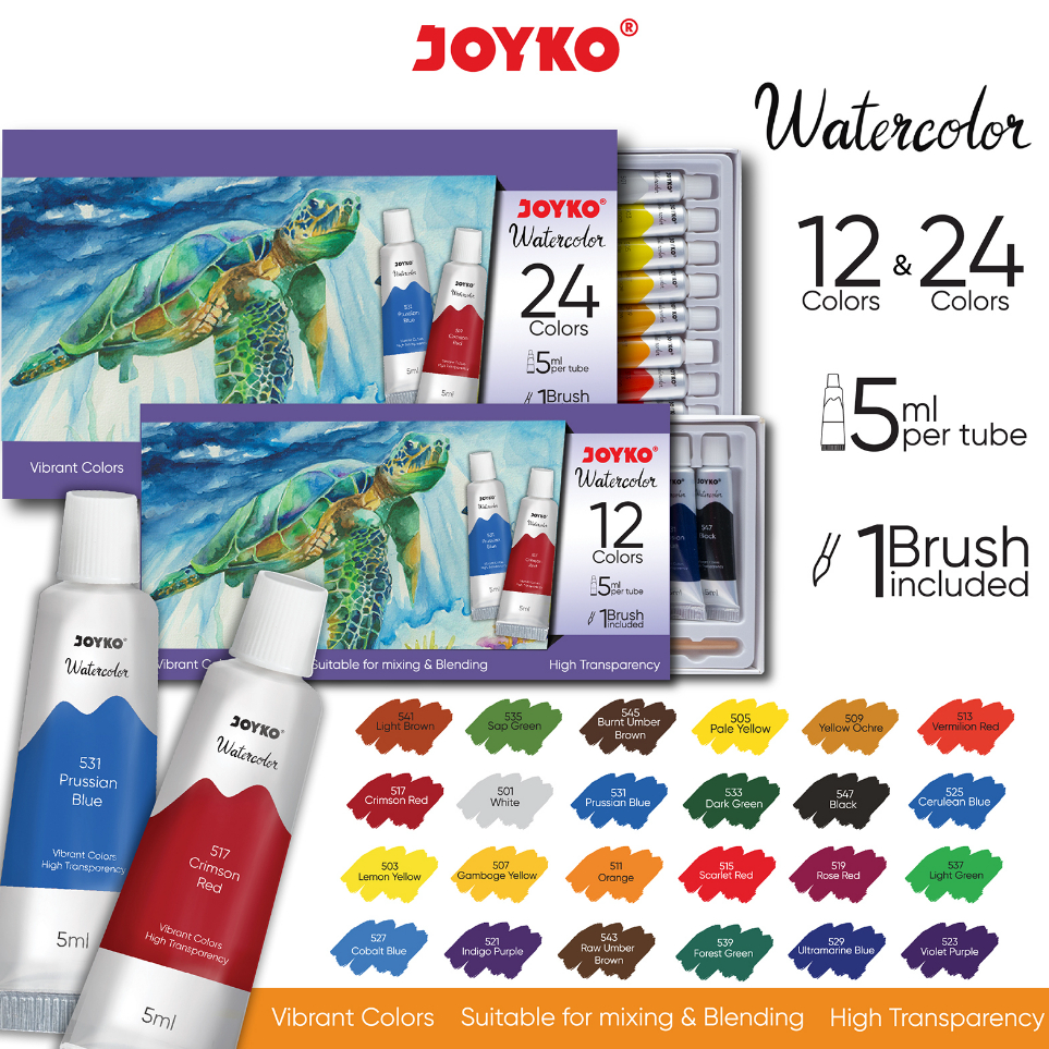 

Ready Joyko Watercolour SET Cat Air Joyko Lukis Watercolor 12 24 Warna WC-4 Super Promo