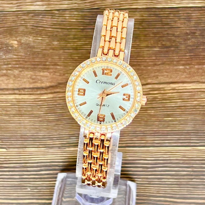 CREMONA Jam Tangan Wanita Kecil Cewek Fashion Analog Permata Murah Mewah Elegan