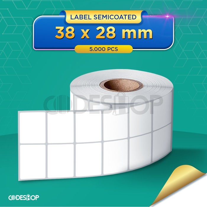 

Codeshop Stiker Label Barcode 38x28 mm Semicoated 2 Line isi 5000 Pcs