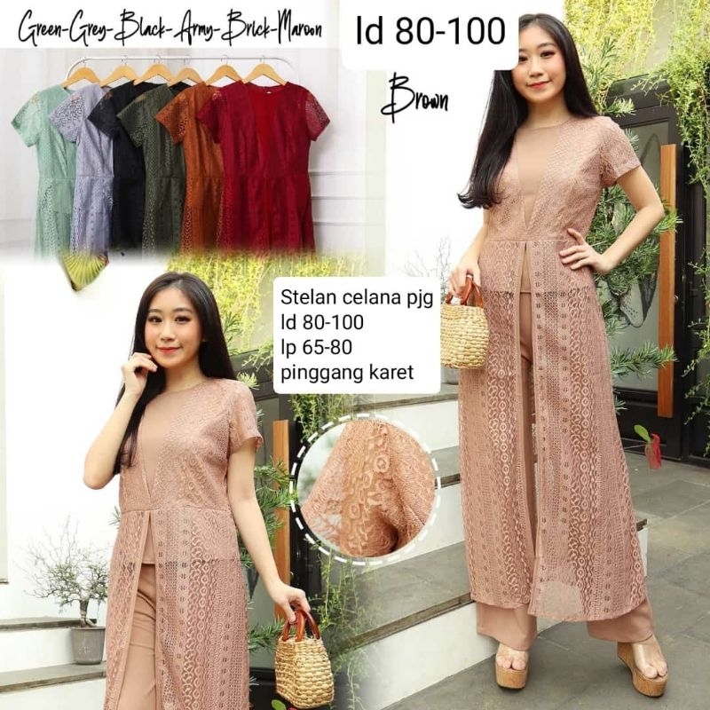 Setelan Celana Panjang/ SetRok Brokat Modern/ Premiun Setelan