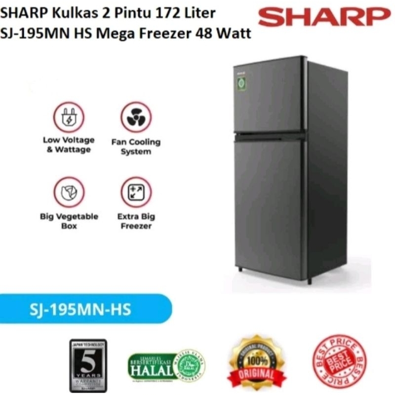 Sharp Kulkas SJD195-MN 2pintu Garansi 5thn khusus kota cirebon