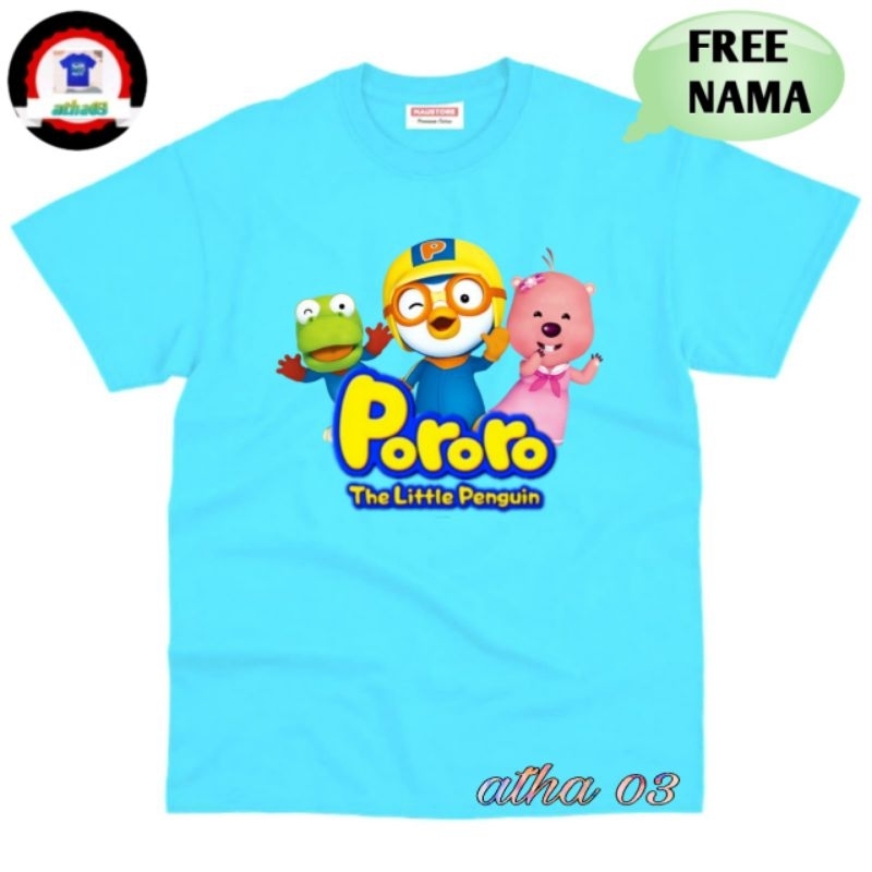 Baju kaos anak Free Nama karakter Pororo