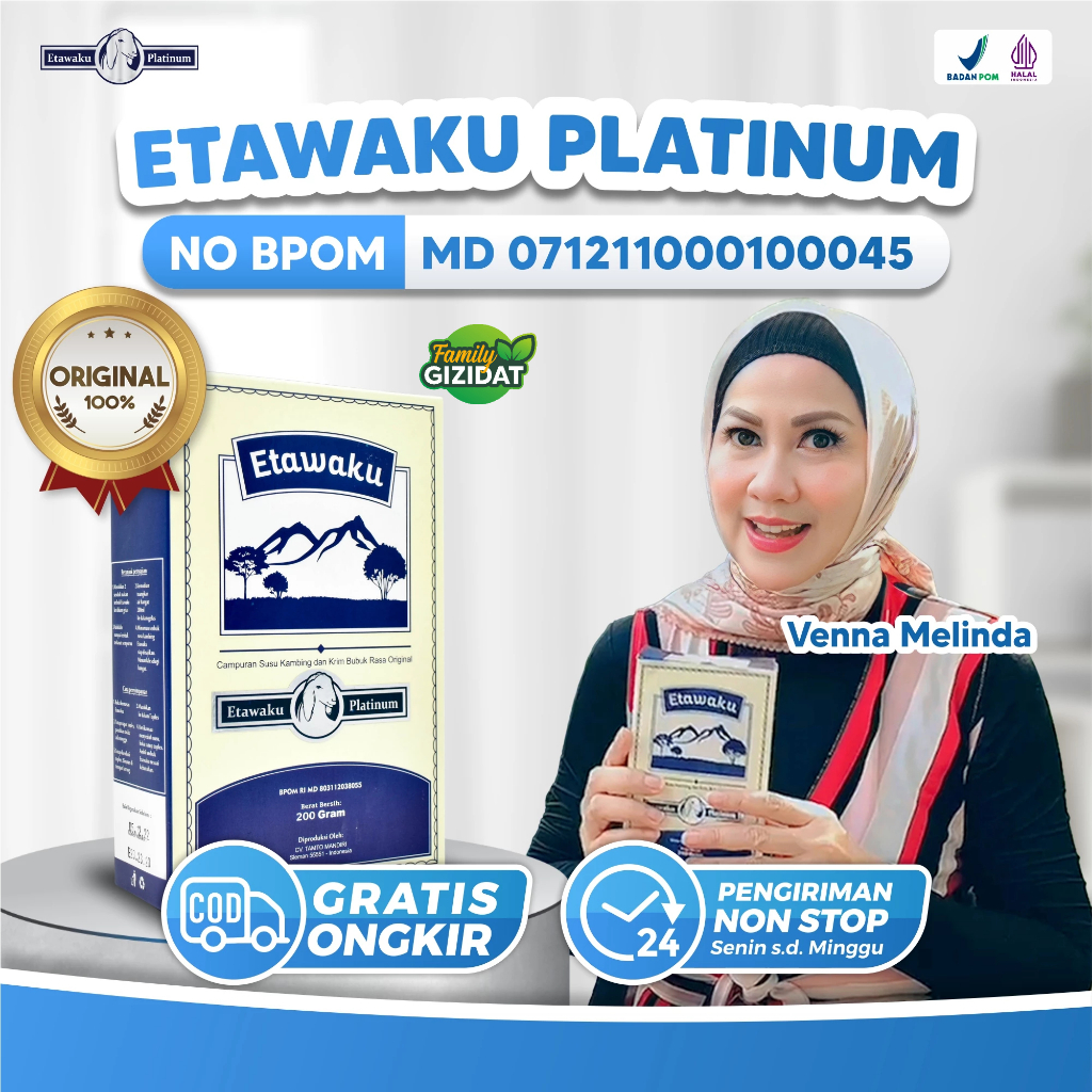 

Etawaku Platinum - Susu Kambing Untuk Pernafasan Tingkatkan Daya Tahan Imunitas Tubuh & Kepadatan Tulang Isi 200gr Original Termurah Etawaku Bandung COD