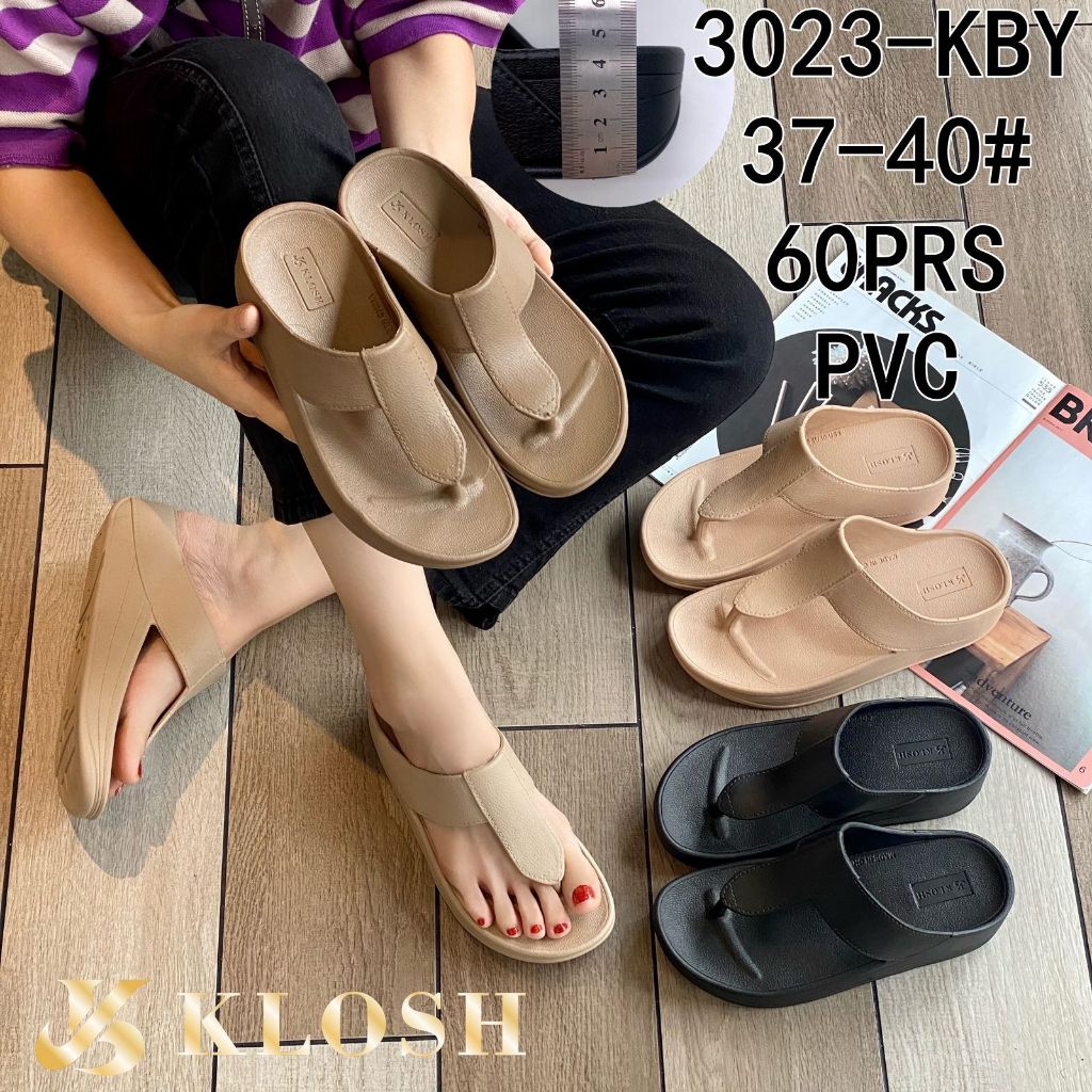 Sandal Wanita Terbaru/Sendal Wedegs Jelly Klosh 3023 /Sendal Jepit Karet Import Kekinian