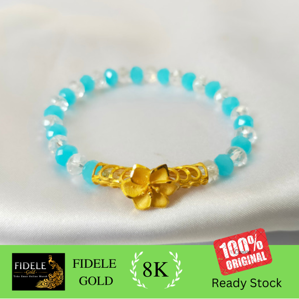 Gelang kristal bunga emas asli variasi monte manik aksesoris kristal bola