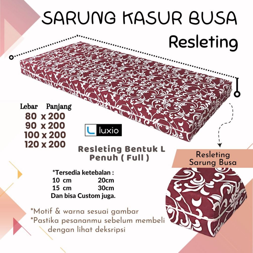 Sarung Busa CR 80x200 Sarung Busa Resleting 120x200 Sarung Kasur Busa Resleting L  Sprei Resleting