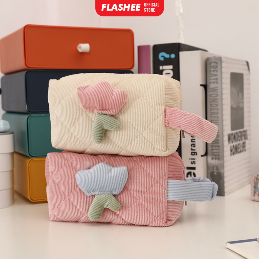 

RB Flashee Tempat Pensil Lucu Tulip Handle Tas Make Up Dompet Aesthetic Korean Style