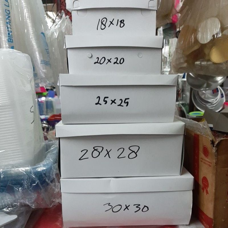Box Dus Kotak Kue Putih Polos Berbagai Macam Ukuran