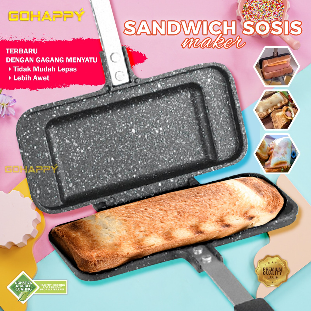 STOVE Alat pemanggang Roti hotdog Gohappy Sandwich sosis maker tanpa listrik