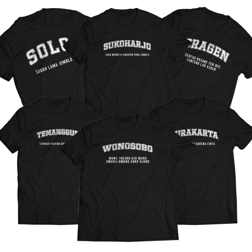 Kaos Pria Tulisan Kata Singkatan Kota Kota Jawa Tengah Vol 2 Dewasa Baju Atasan Unisex PakeKaos