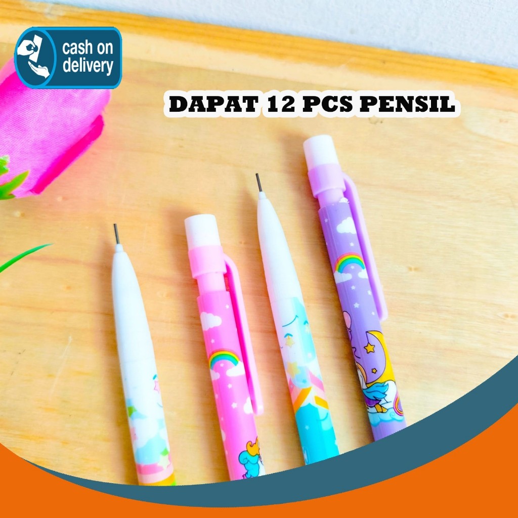 

SELUSIN (12 PCS) PENSIL CETEK MEKANIK COLLECTION UNICORN PCM-1032 MECHANICAL KLIK CLICK KARAKTER UNIK MURAH PENCIL ALAT TULIS KANTOR SEKOLAH MURAH TERMURAH COD