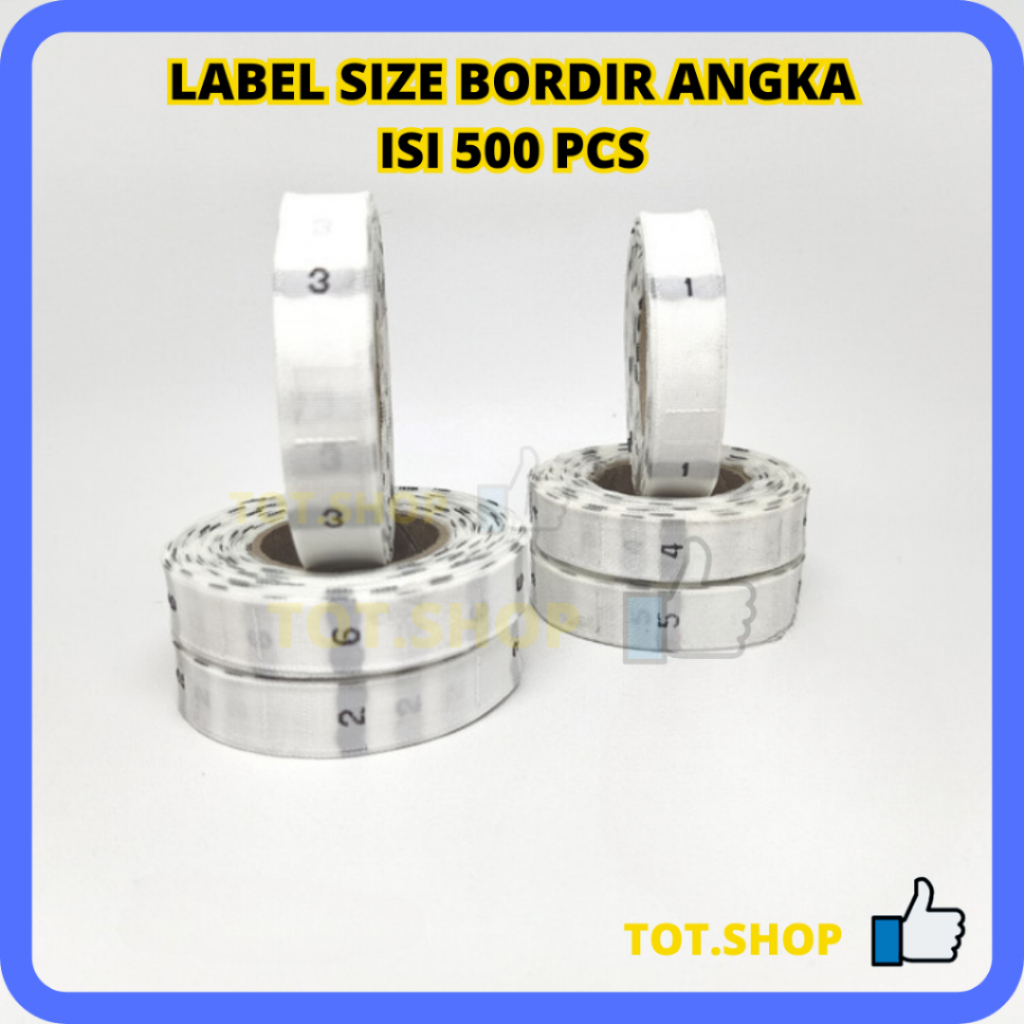 

[500-PCS] Label Size Bordir Angka Tag Ukuran Baju, Pakaian, Konveksi, Pita Woven Warna Putih