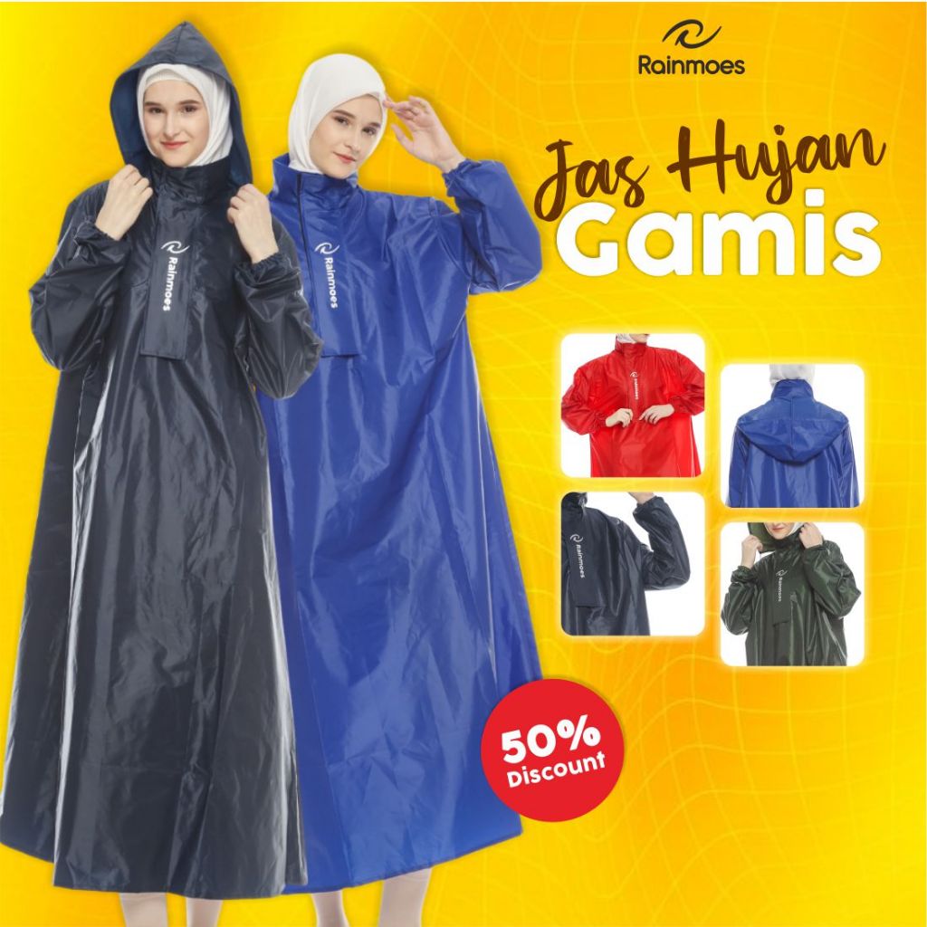 RAINMOES Jas Hujan Hijab Muslimah Syar'i Mantel Gamis Wanita Jumbo Premium Jaz Hujan Rok Jas Ujan Sy