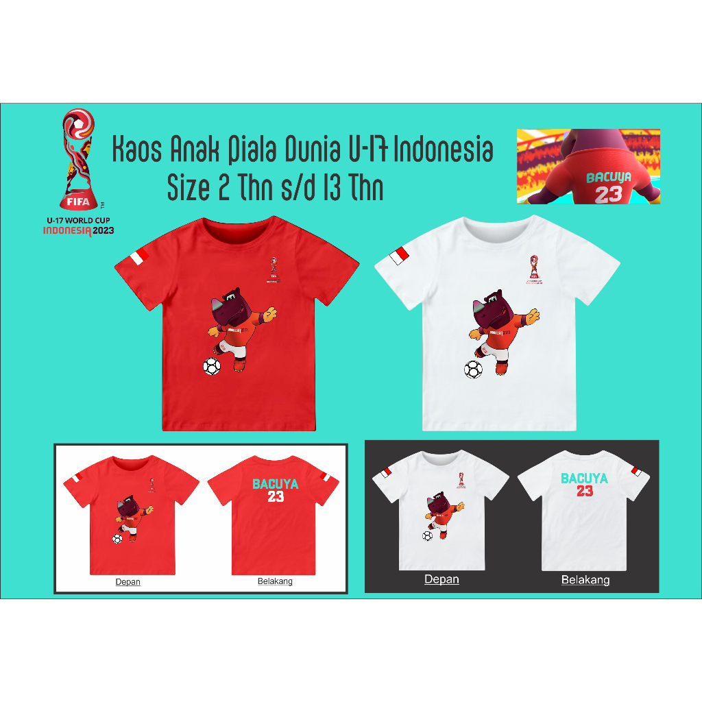 Kaos Anak Piala Dunia U-17 Indonesia
