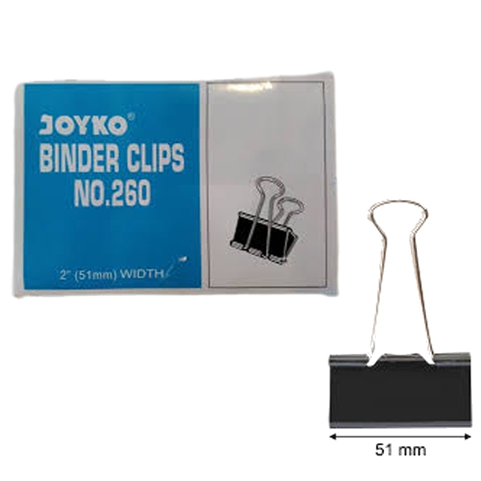 

1 Kotak (12pcs) Binder Clip 260 Joyko Penjepit Kertas