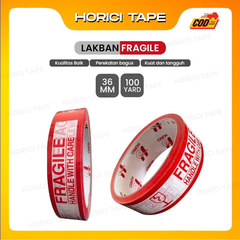 

HORICI Fragile Lakban Jangan Dibanting Merah Putih 36mm 100y 45Mic