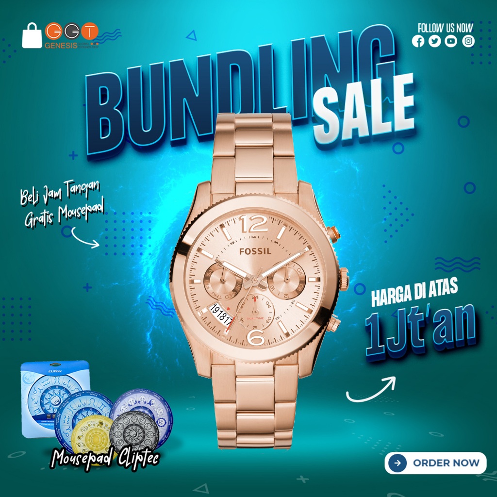 12.12 [DAPATKAN HADIAH] Jam Tangan Wanita Fossil ES3885 Chronograph Rose Gold Stainless Steel Strap